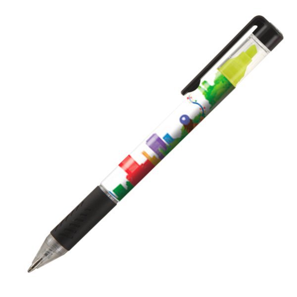 Duplex Rubber Grip Ballpoint Pen & Highlighter