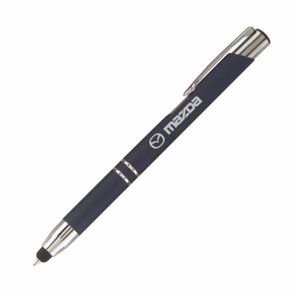 Tres-Chic Click Action Soft Coated Ballpoint Stylus Pen w/ Chrome Accents