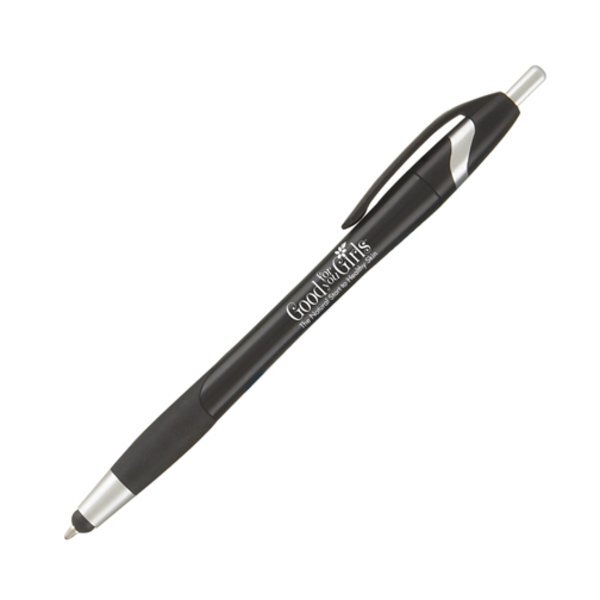 Stratus Click-Action Metallic Ballpoint Stylus Pen w/ Rubber Grip