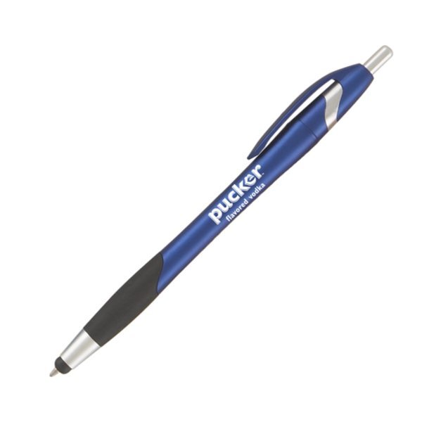 Stratus Click-Action Metallic Ballpoint Stylus Pen w/ Rubber Grip