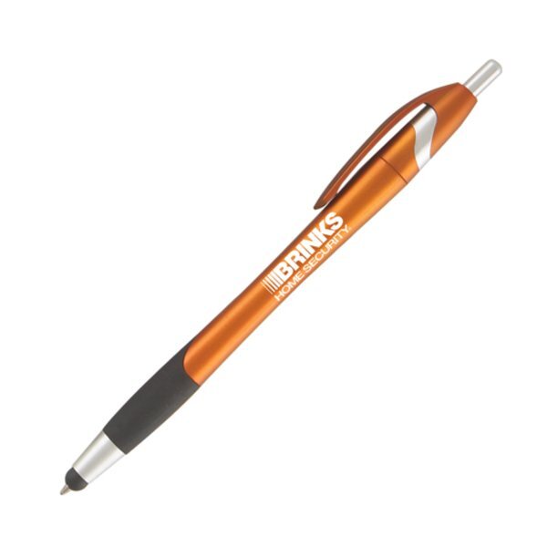 Stratus Click-Action Metallic Ballpoint Stylus Pen w/ Rubber Grip