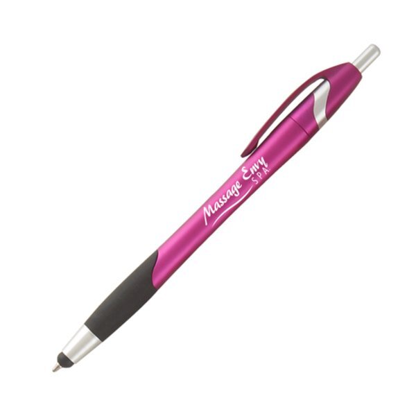 Stratus Click-Action Metallic Ballpoint Stylus Pen w/ Rubber Grip