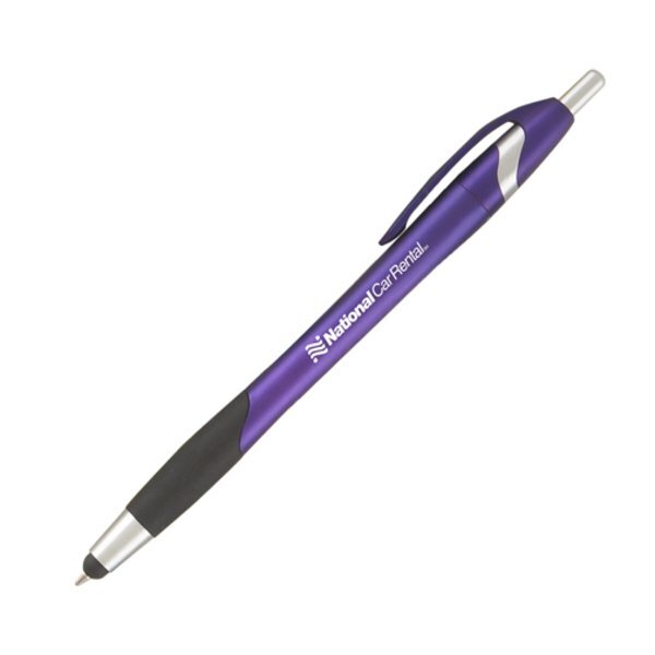 Stratus Click-Action Metallic Ballpoint Stylus Pen w/ Rubber Grip