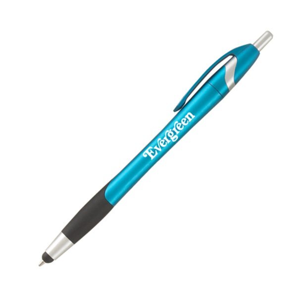 Stratus Click-Action Metallic Ballpoint Stylus Pen w/ Rubber Grip