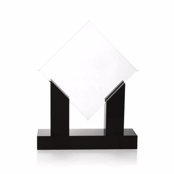 Diamond Jade Glass Award with Black Base, 10-1/2"