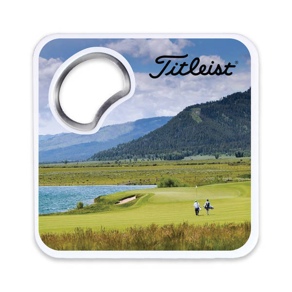 Coaster Bottle Opener w/ Magnet, Full Color Imprint