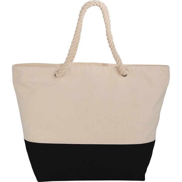 Zippered Cotton Canvas Rope Tote