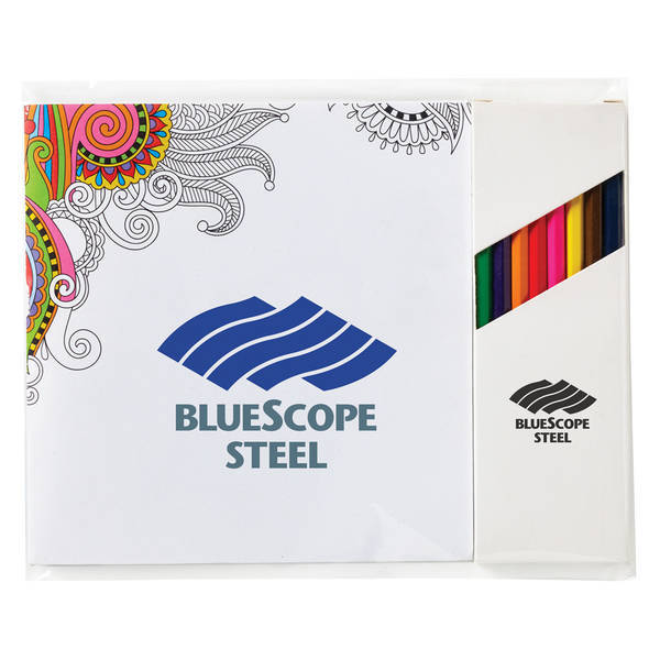 Deluxe Adult Coloring Book & 8-Piece Color Pencil Set