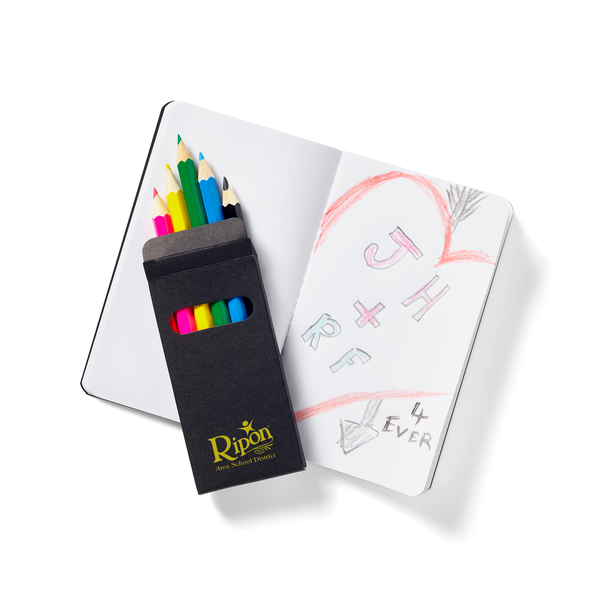 Black Mini Notebook & 6-Piece Color Pencil Set