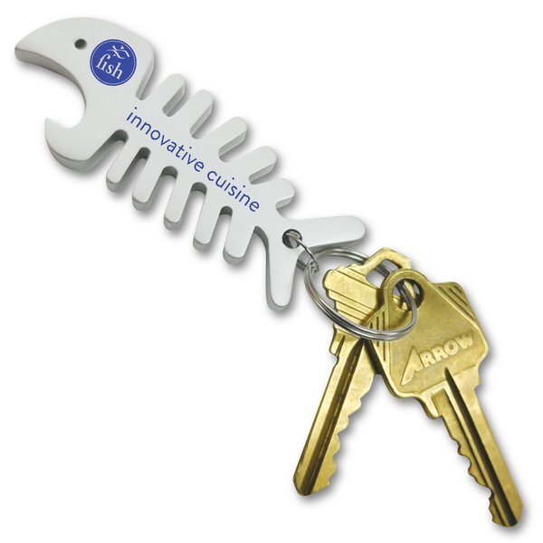 Big Fish Bone Bottle Opener & Cord Winder Key Chain