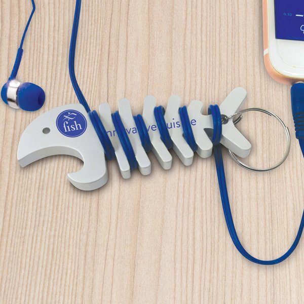 Big Fish Bone Bottle Opener & Cord Winder Key Chain