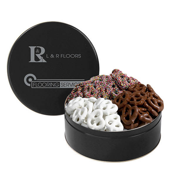 Three Way Gourmet Chocolate Pretzels Tin