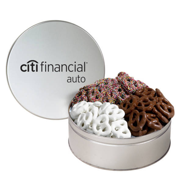 Three Way Gourmet Chocolate Pretzels Tin