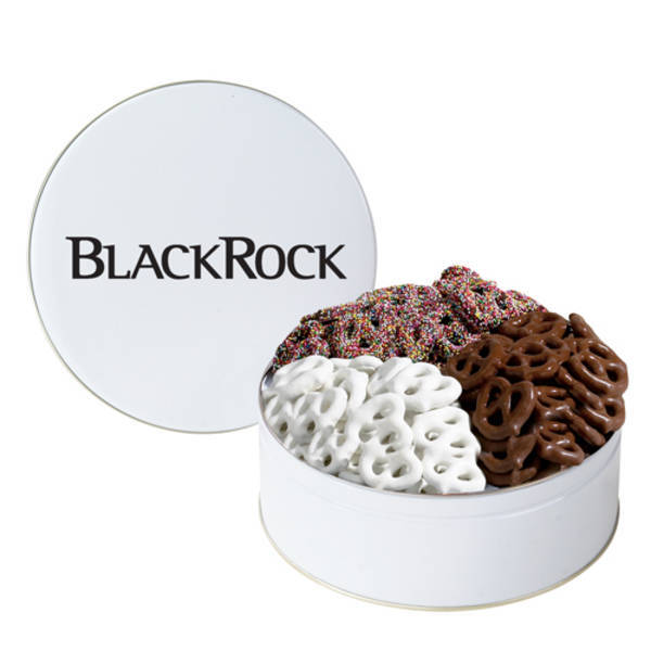 Three Way Gourmet Chocolate Pretzels Tin