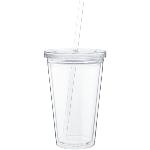 Acrylic Beverage Tumbler with Straw, 16oz. | Health Promotions Now