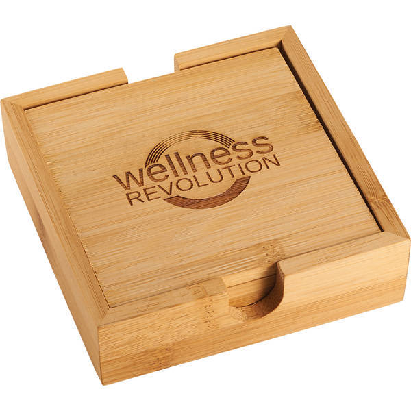 Bamboo Four-Piece Coaster Set