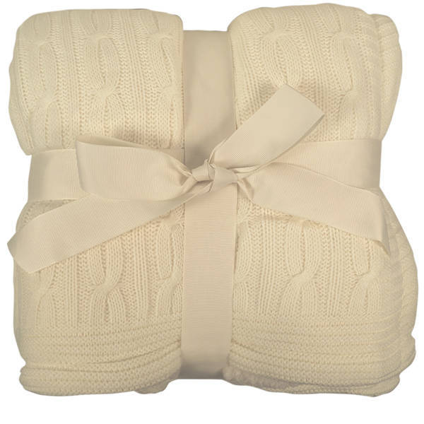 Cable Knit Lambswool Blanket, 50" x 60"