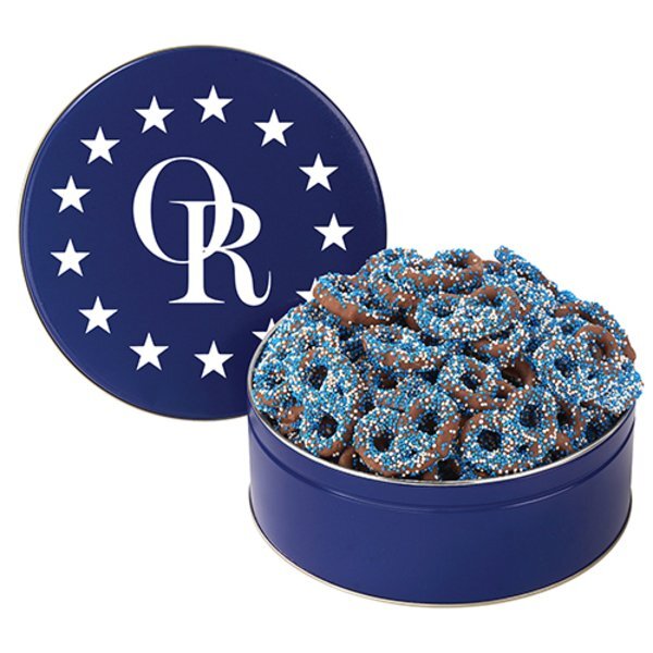 Corporate Color Chocolate Pretzel Tin, 1lb 11.2oz.