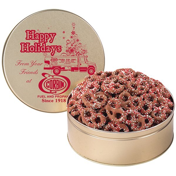 Corporate Color Chocolate Pretzel Tin, 1lb 11.2oz.