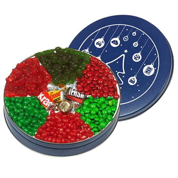 Seven Way Holiday Wishes Red and Green Candy Tin, Large