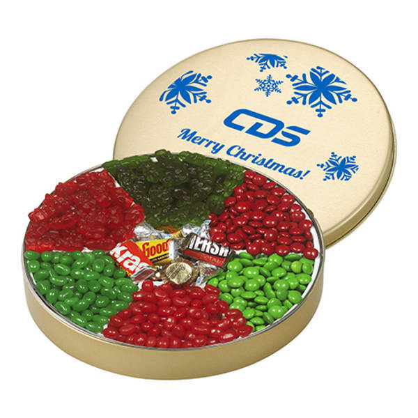 Seven Way Holiday Wishes Red and Green Candy Tin, Large