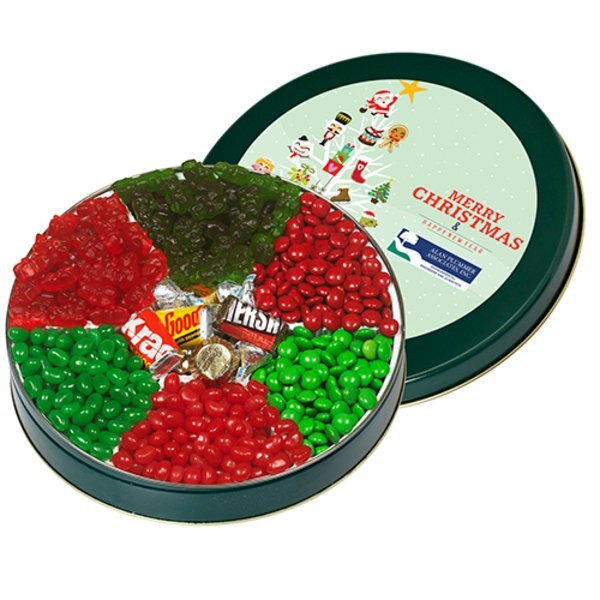 Seven Way Holiday Wishes Red and Green Candy Tin, Large