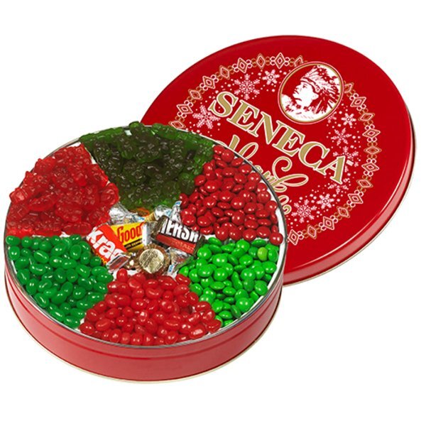 Seven Way Holiday Wishes Red and Green Candy Tin, Large