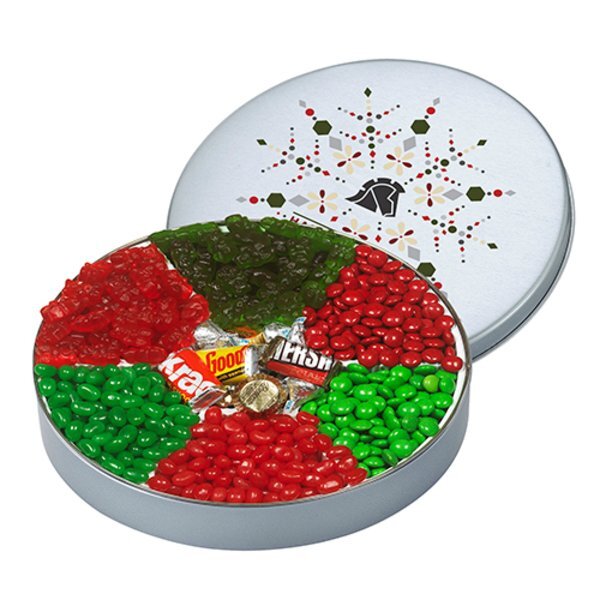 Seven Way Holiday Wishes Red and Green Candy Tin, Large