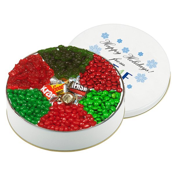 Seven Way Holiday Wishes Red and Green Candy Tin, Large