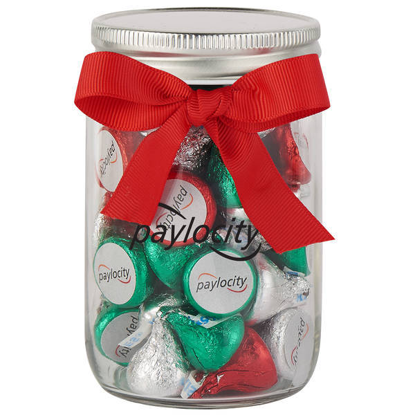 Mason Jar w/ Custom Holiday HERSHEY'S® KISSES®, 12 oz.