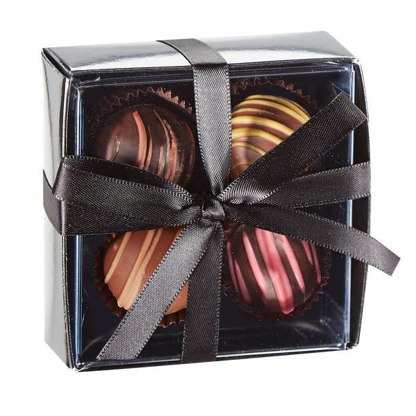 Decadent 4 Piece Truffle Box w/ Custom Imprint Bow