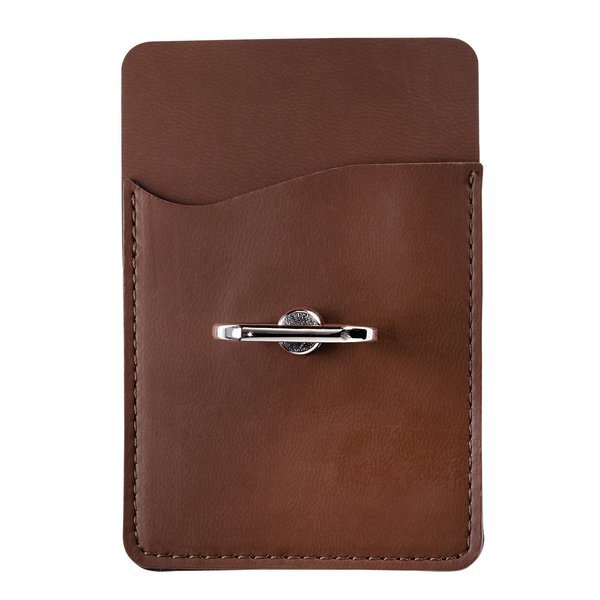 Tuscany™ Leatherette Smartphone Pocket Card Holder w/ Metal Ring Phone Stand