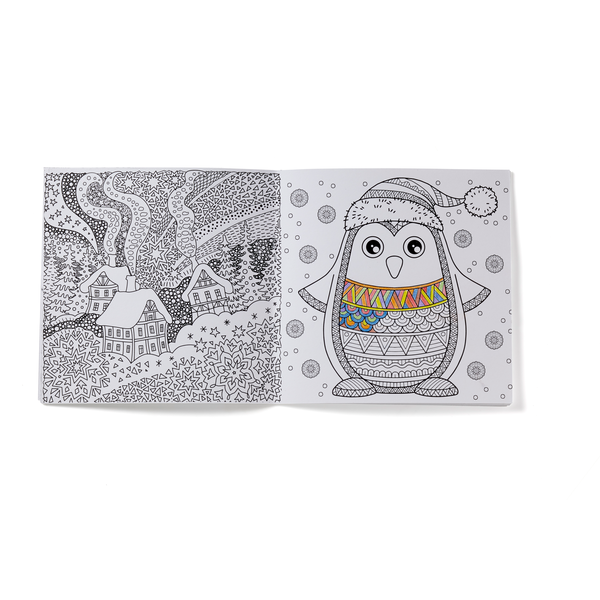 Holiday Deluxe Reindeer Adult Coloring Book & 8-Piece Color Pencil Set