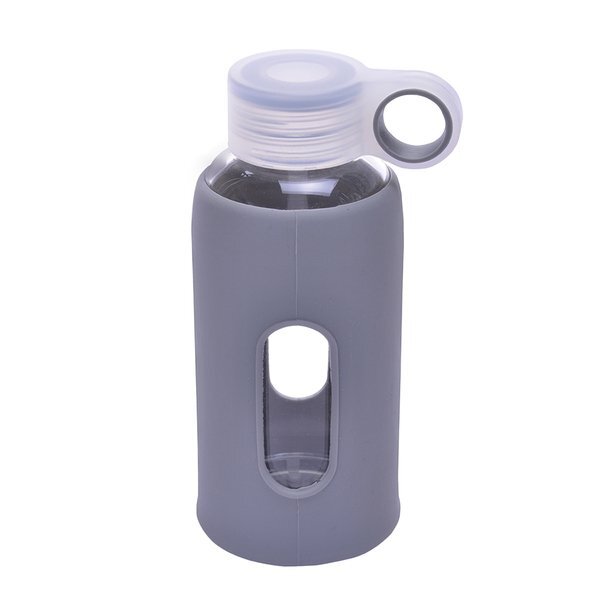Glass Water Bottle w/ Silicone Grip, 12oz.