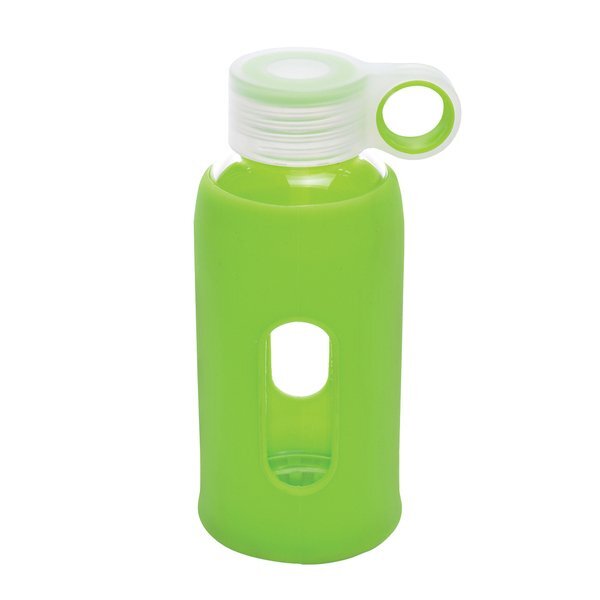Glass Water Bottle w/ Silicone Grip, 12oz.