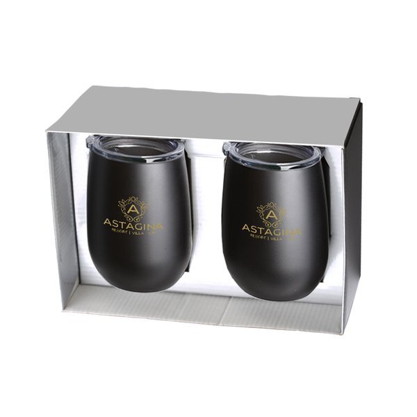 Stainless Steel Stemless Wine Tumbler Gift Set, 9oz.