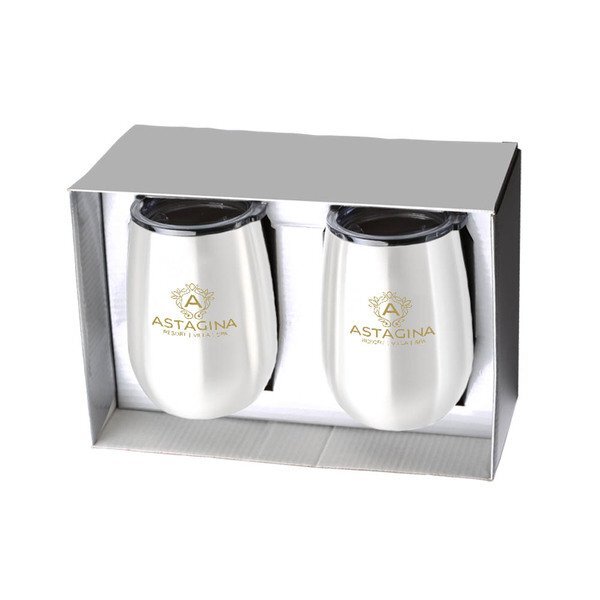Stainless Steel Stemless Wine Tumbler Gift Set, 9oz.