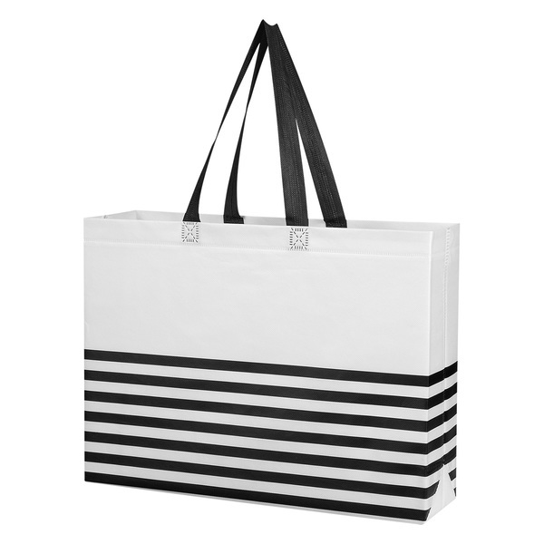 Horizontal Stripe Non-Woven Tote Bag