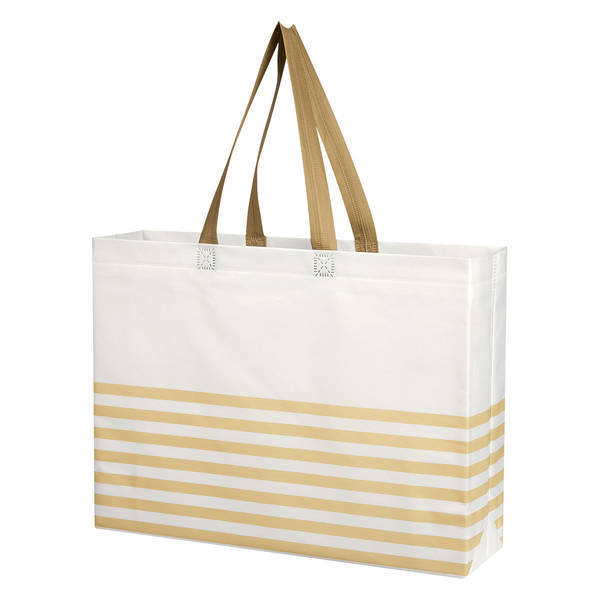 Horizontal Stripe Non-Woven Tote Bag