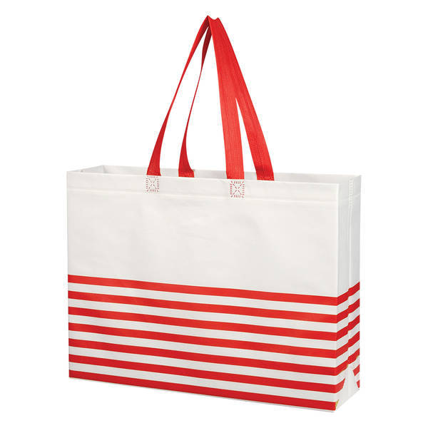 Horizontal Stripe Non-Woven Tote Bag