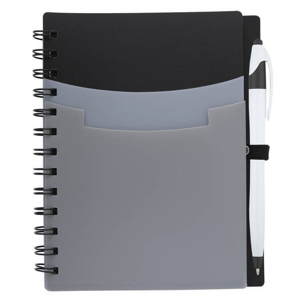 Tri-Pocket Notebook and Pen, 5" x 7"