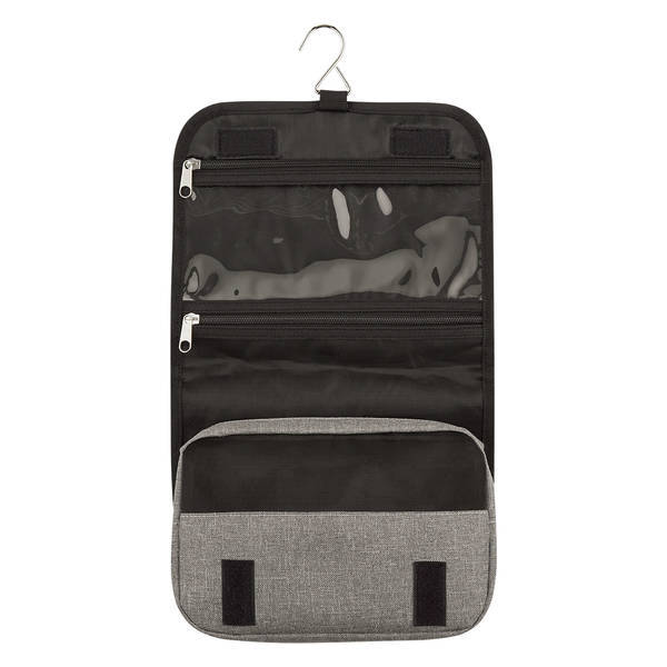 Heathered Gray Polyester Hanging Toiletry Bag