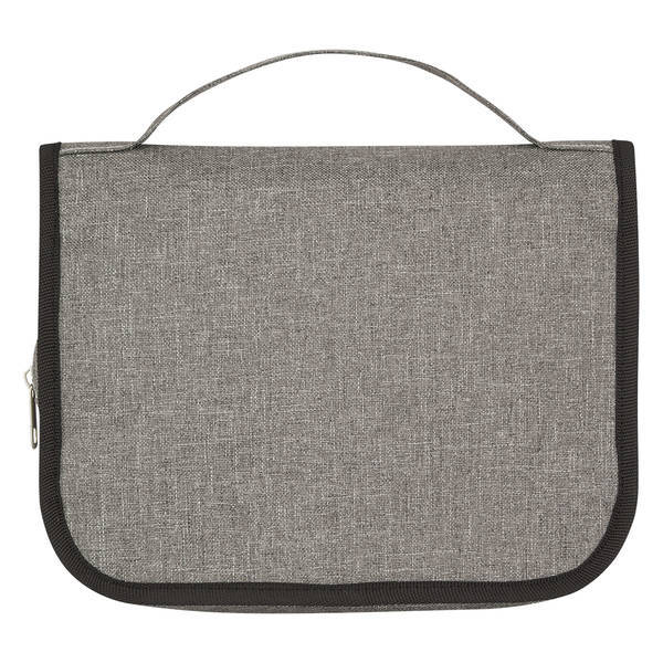 Heathered Gray Polyester Hanging Toiletry Bag