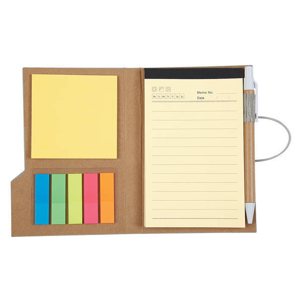 Woodgrain Pattern Notebook w/ Stickies