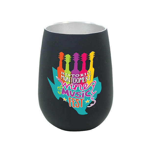 Soft Touch Halcyon™ Stainless Steel Wine Glass, 12oz., Full Color Imprint