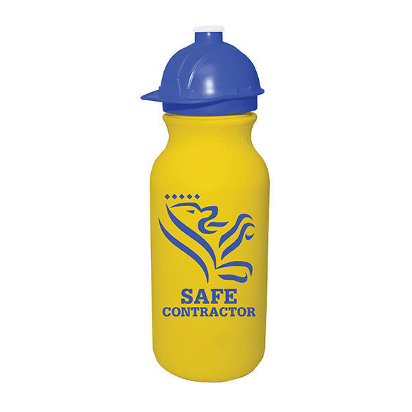 Safety Helmet Sport Bottle w/ Push 'n Pull Cap, 20oz.