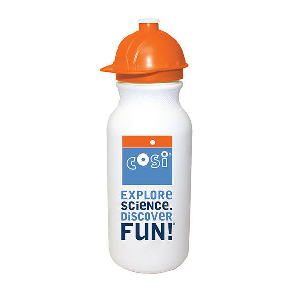 Safety Helmet Sport Bottle w/ Push 'n Pull Cap, 20oz., Full Color Imprint