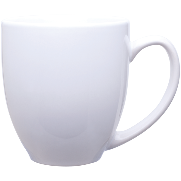Glossy Ceramic Bistro Mug, 15 oz. - White & Natural