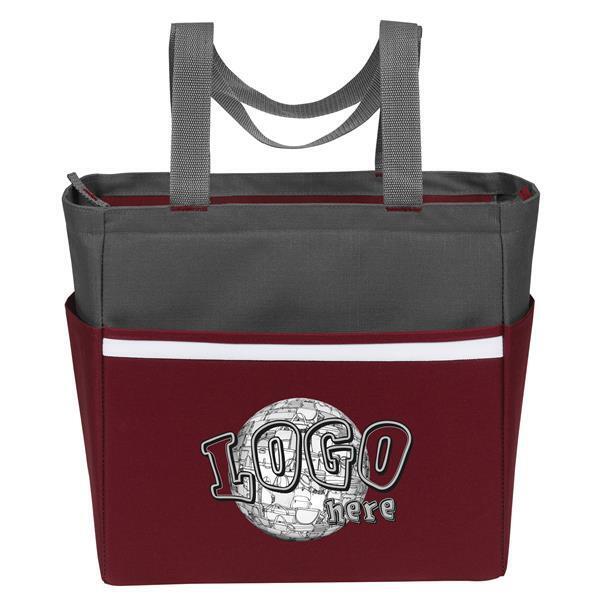 Two-Tone Polyester Zip Tote