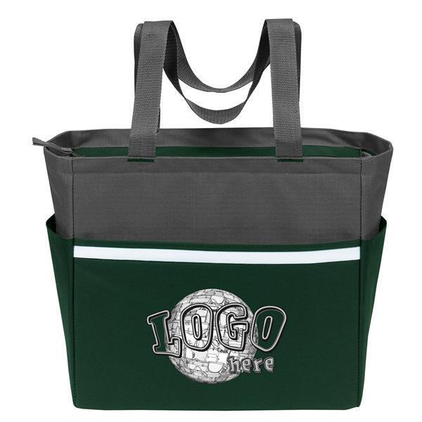 Two-Tone Polyester Zip Tote